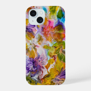 Handgemalte lebendige abstrakte Kunst iPhone 15 Hü Hülle