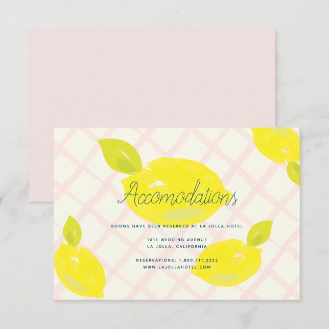 Handgemalte Lemon Hochzeitskarte Einladung (Vorne/Hinten)