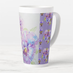 Handgemalte Lila Pansy-Stiefmütterchen Blumenmust Milchtasse