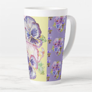 Handgemalte Lila Pansy-Stiefmütterchen Blumenmust Milchtasse