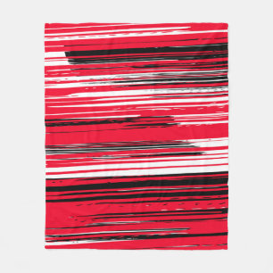 Handgemalte Linien - rot Fleecedecke