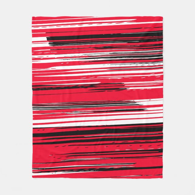 Handgemalte Linien - rot Fleecedecke (Vorderseite)