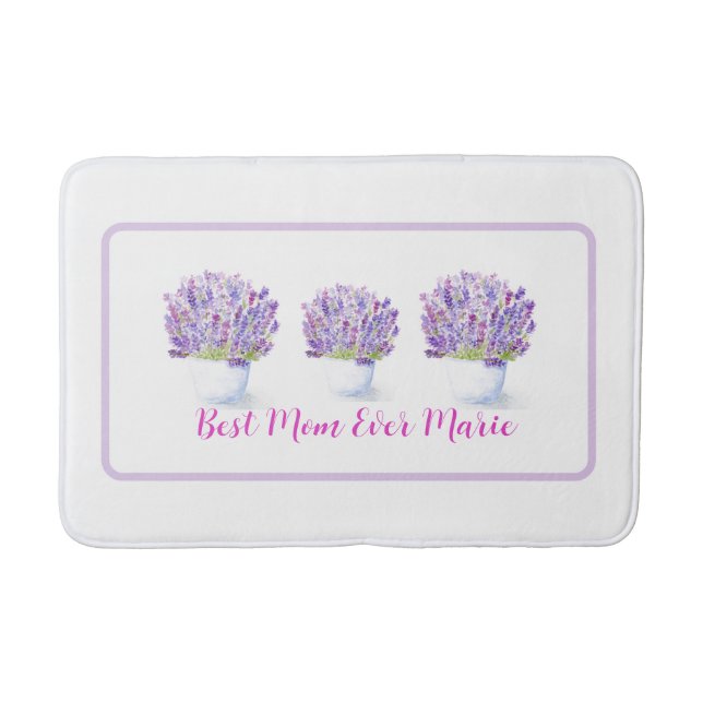 Handgemalte lose Wasserfarbe Lavendel Blumen  Badematte (Vorderseite)
