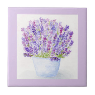 Handgemalte lose Wasserfarbe-Lavendel-Blumen Fliese