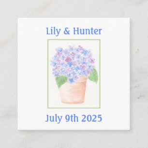 Handgemalte lose Wasserfarben-Hortensien-Blumen Begleitkarte