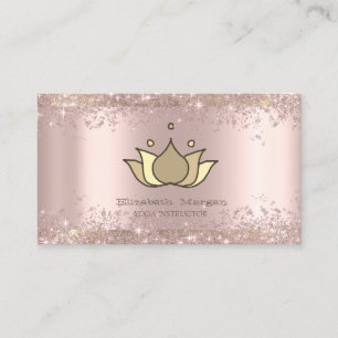 Handgemalte Lotus-Rose-Gold-Glitter-Staub-Yoga Visitenkarte