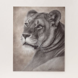Handgemalte Löwin-Wildtier-Kunst Puzzle