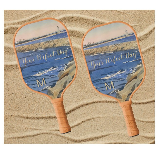 Handgemalte Monogram-Meldung für das Leuchtturm Pickleball Schläger (Personalize Message & Monogram)