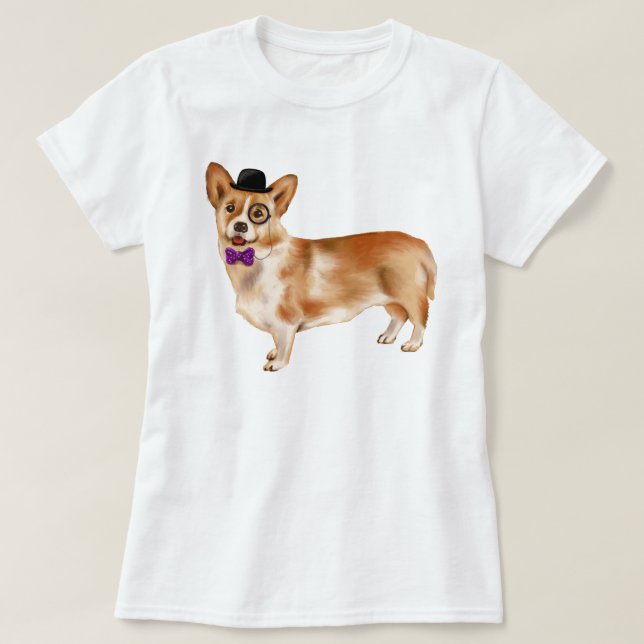 Handgemalte, monoklonale Corgi-Welpen T-Shirt (Design vorne)