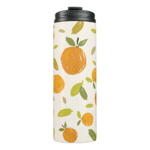Handgemalte Orangen Frucht nahtlos Muster Design Thermosbecher