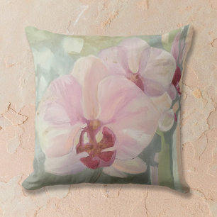 Handgemalte orchid-orchid-elegante Pastellfarben Kissen