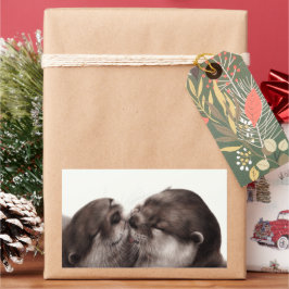 Handgemalte Otters - Zender Moment Wildlife Art Rechteckiger Aufkleber