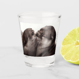 Handgemalte Otters - Zender Moment Wildlife Art Schnapsglas