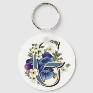 Handgemalte Pansy Initial - G Schlüsselanhänger