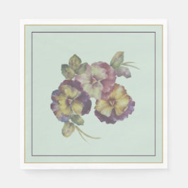 Handgemalte Pansy Luncheon Napkins — Pflaume und G Serviette