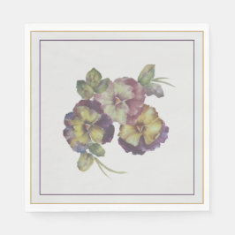Handgemalte Pansy Luncheon Napkins — Pflaume und G Serviette