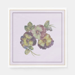 Handgemalte Pansy Luncheon Napkins — Pflaume und G Serviette