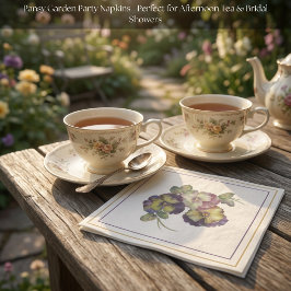 Handgemalte Pansy Luncheon Napkins — Pflaume und G Serviette