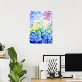 Handgemalte pastellfarbene Blumen abstrakte in Gou Poster