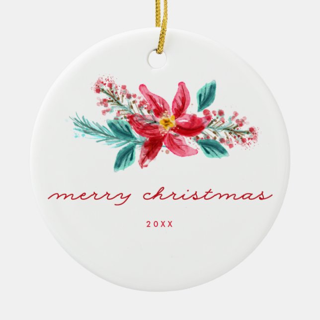 Handgemalte personalisierte Weihnachtsverzierung Keramik Ornament (Vorne)