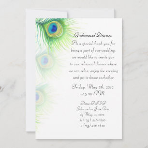 Handgemalte Pfauenfeathers Probe Dinner Einladung