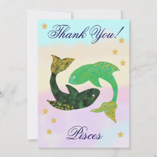 Handgemalte Pisces-Geburtstags-Dankeschön-Karte Dankeskarte