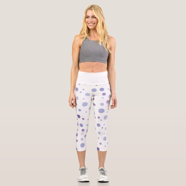handgemalte Polka Punkte Capri Leggings (Vorderseite)