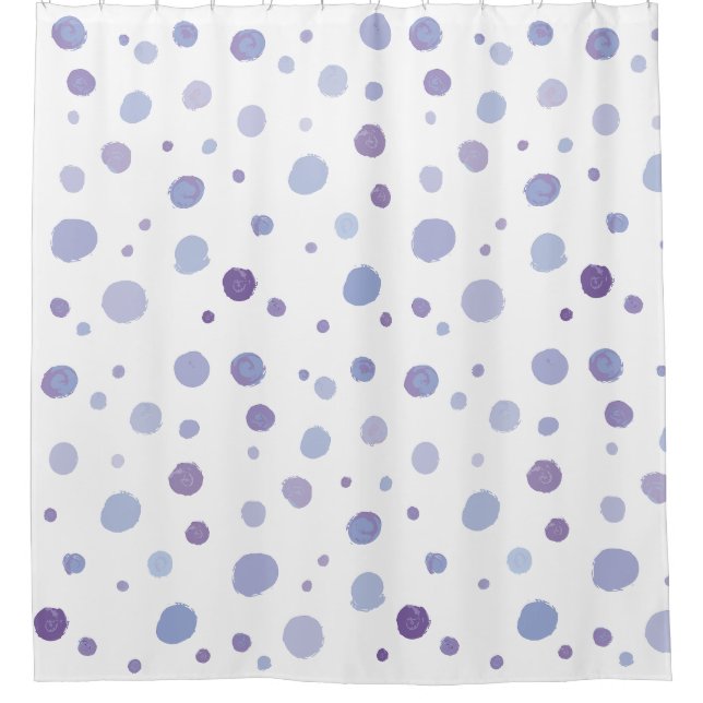 handgemalte Polka Punkte Duschvorhang (Vorderseite)