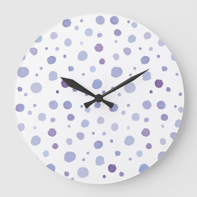 handgemalte Polka Punkte Große Wanduhr (Vorderseite)