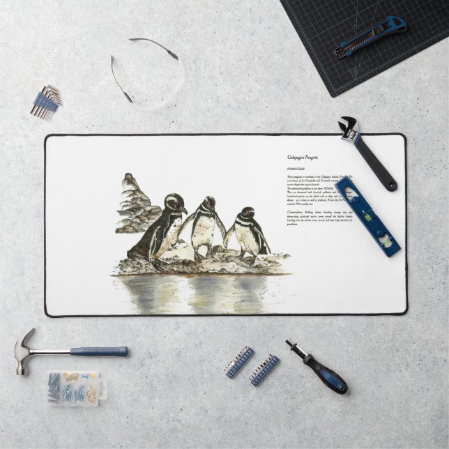 Handgemalte Print gefährdete Pinguin Mouse Pad Schreibtischunterlage (Arbeitsplatz)
