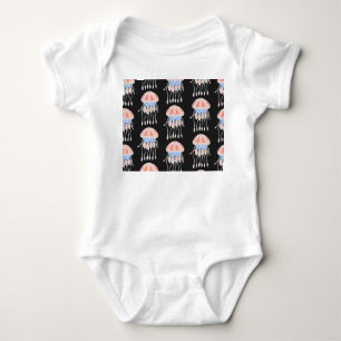 Handgemalte Quallen, lebendiges Vintage-Muster. Baby Strampler