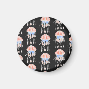 Handgemalte Quallen, lebendiges Vintage-Muster. Magnet