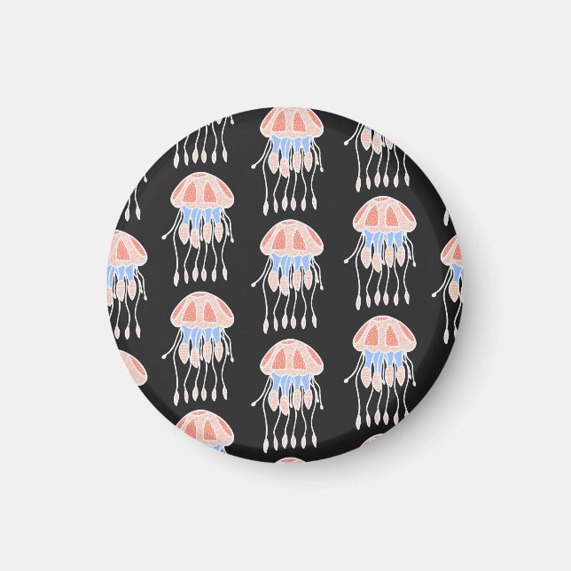 Handgemalte Quallen, lebendiges Vintage-Muster. Magnet (Vorne)