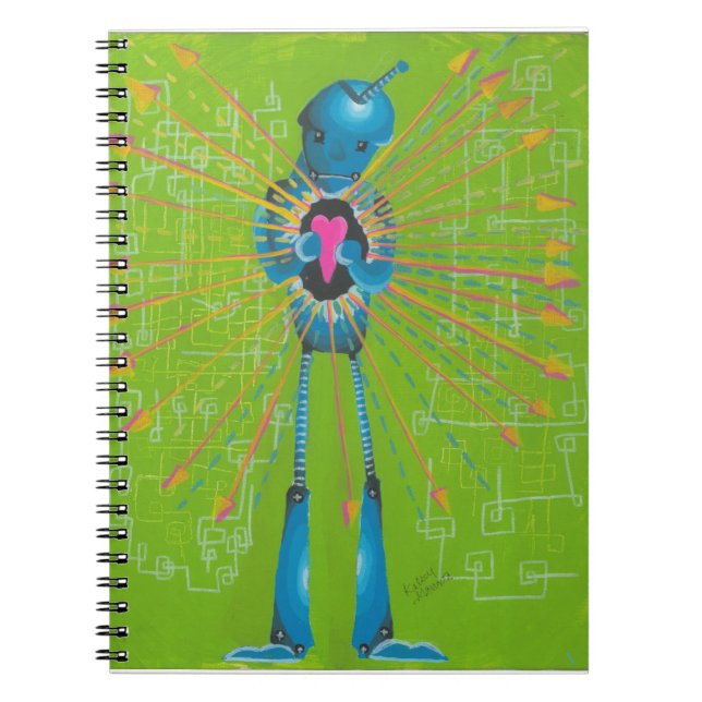 Handgemalte Robot-Notebooks Notizblock (Vorderseite)