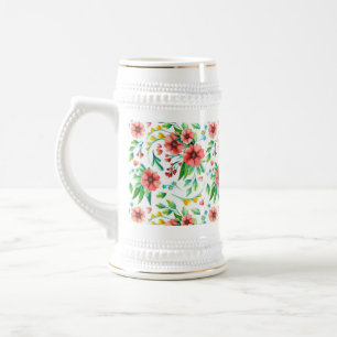 Handgemalte rosa Blume Blumenmuster-23498 Bierglas