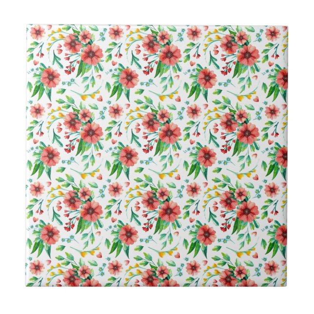 Handgemalte rosa Blume Blumenmuster-23498 Fliese (Vorderseite)