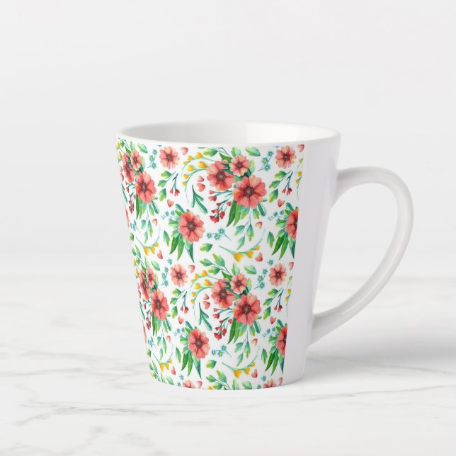 Handgemalte rosa Blume Blumenmuster-23498 Milchtasse (Rechts)