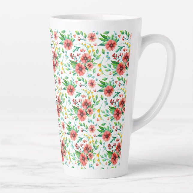 Handgemalte rosa Blume Blumenmuster-23498 Milchtasse (Rechts)
