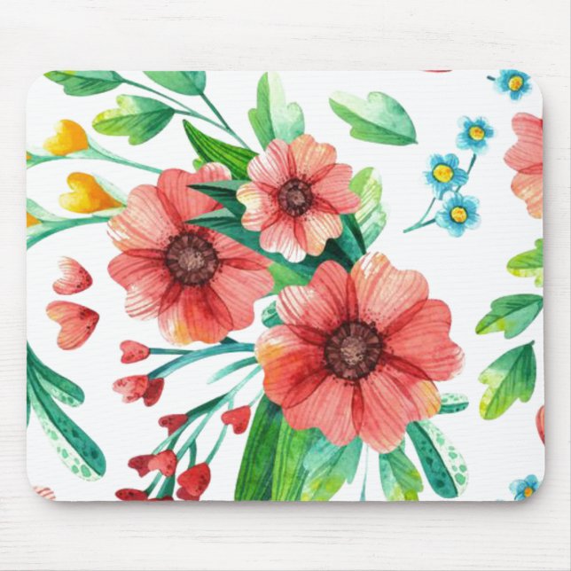 Handgemalte rosa Blume Blumenmuster-23498 Mousepad (Vorne)