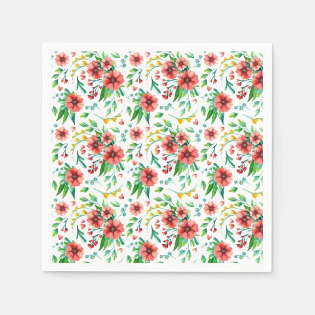 Handgemalte rosa Blume Blumenmuster-23498 Serviette (Vorderseite)