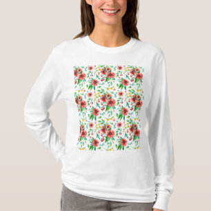 Handgemalte rosa Blume Blumenmuster-23498 T-Shirt