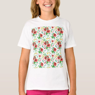 Handgemalte rosa Blume Blumenmuster-23498 T-Shirt