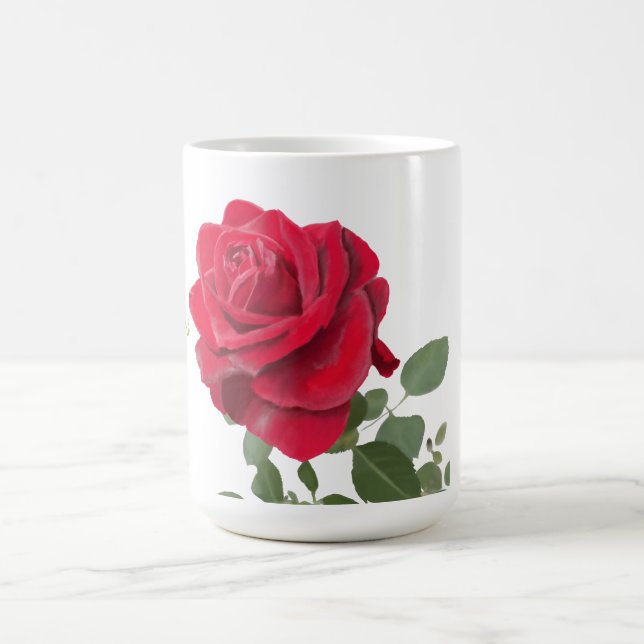 Handgemalte rote Rose Kaffeetasse (Mittel)
