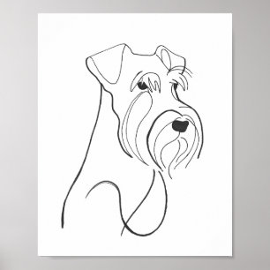 Handgemalte Schnauzer Minimalistische Hundekunst Poster