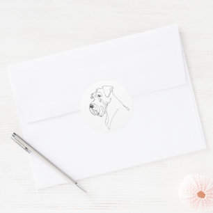 Handgemalte Schnauzer Minimalistische Hundekunst Runder Aufkleber