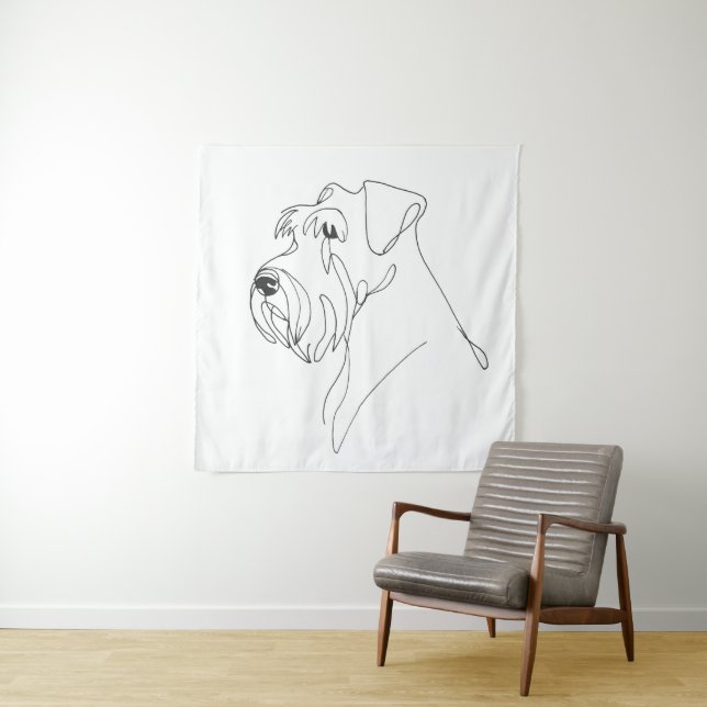Handgemalte Schnauzer Minimalistische Hundekunst Wandteppich (Beispiel)