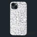 Handgemalte schwarze Krümmung auf Weiß Case-Mate iPhone Hülle<br><div class="desc">Handgemalte schwarze Kurven drehen sich,  treffen und divergieren in diesem allumfassenden Wiederholdesign auf weißem Hintergrund. Die kurvigen Linien enden mit Scrolldesigns. Das dekorative Bild ist sowohl frei fließend als auch zart. Aquarellmalerei,  gescannt. Copyright © 2014 Claire E. Skinner. Alle Rechte vorbehalten.</div>
