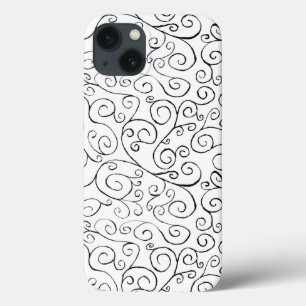 Handgemalte schwarze Krümmung auf Weiß Case-Mate iPhone Hülle
