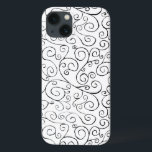 Handgemalte schwarze Krümmung auf Weiß Case-Mate iPhone Hülle<br><div class="desc">Handgemalte schwarze Kurven drehen sich,  treffen und divergieren in diesem allumfassenden Wiederholdesign auf weißem Hintergrund. Die kurvigen Linien enden mit Scrolldesigns. Das dekorative Bild ist sowohl frei fließend als auch zart. Aquarellmalerei,  gescannt. Copyright © 2014 Claire E. Skinner. Alle Rechte vorbehalten.</div>