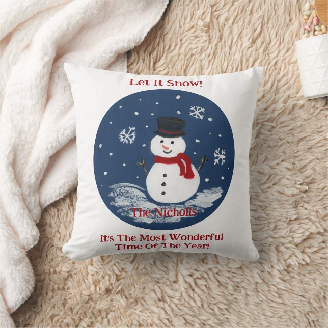 Handgemalte Snowman PERSONALIZE-Nachricht Kissen (Decke)